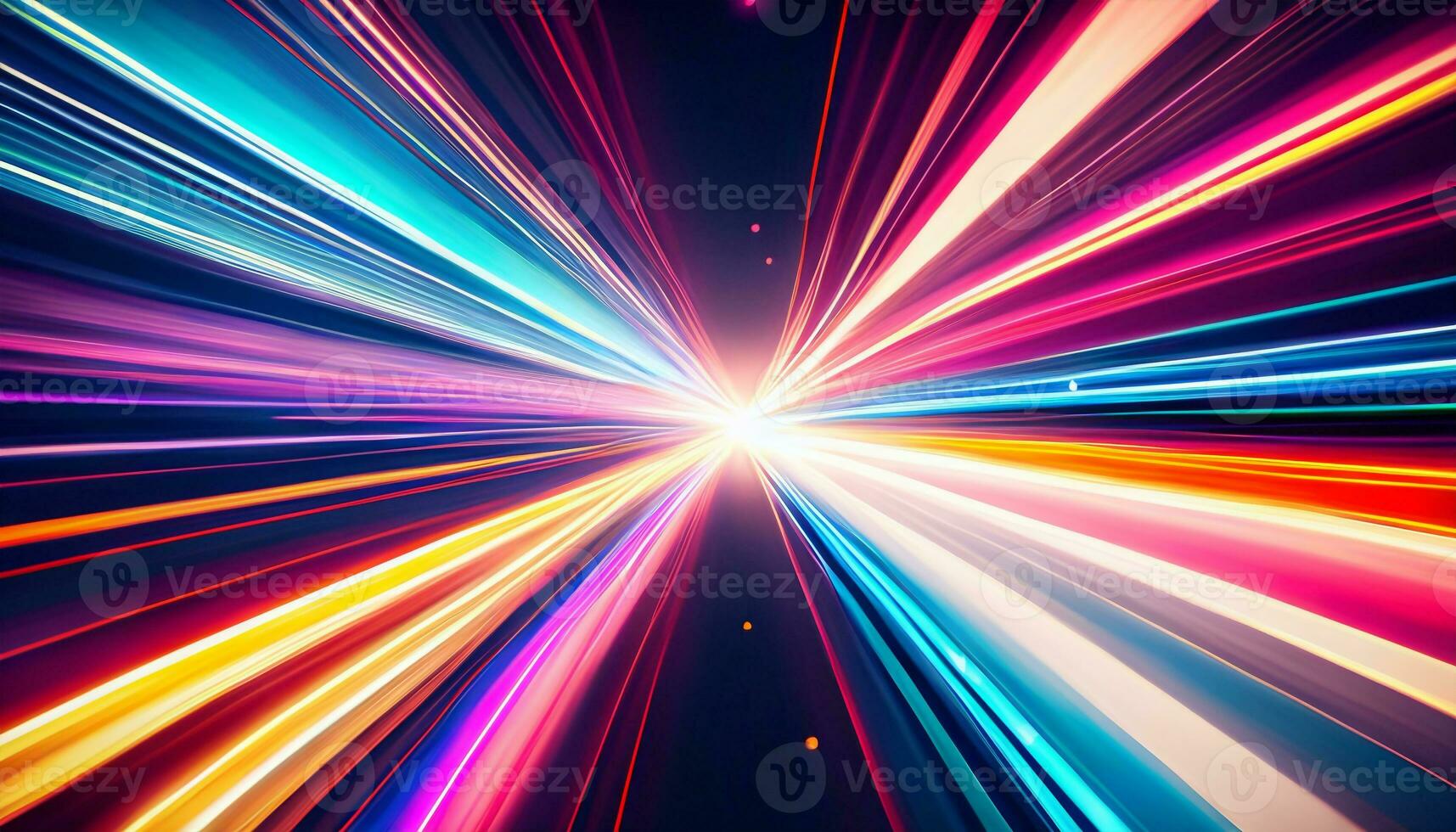 Abstract futuristic background with pink blue neon lines glowing in ultraviolet light, and bokeh lights. Generative AI photo
