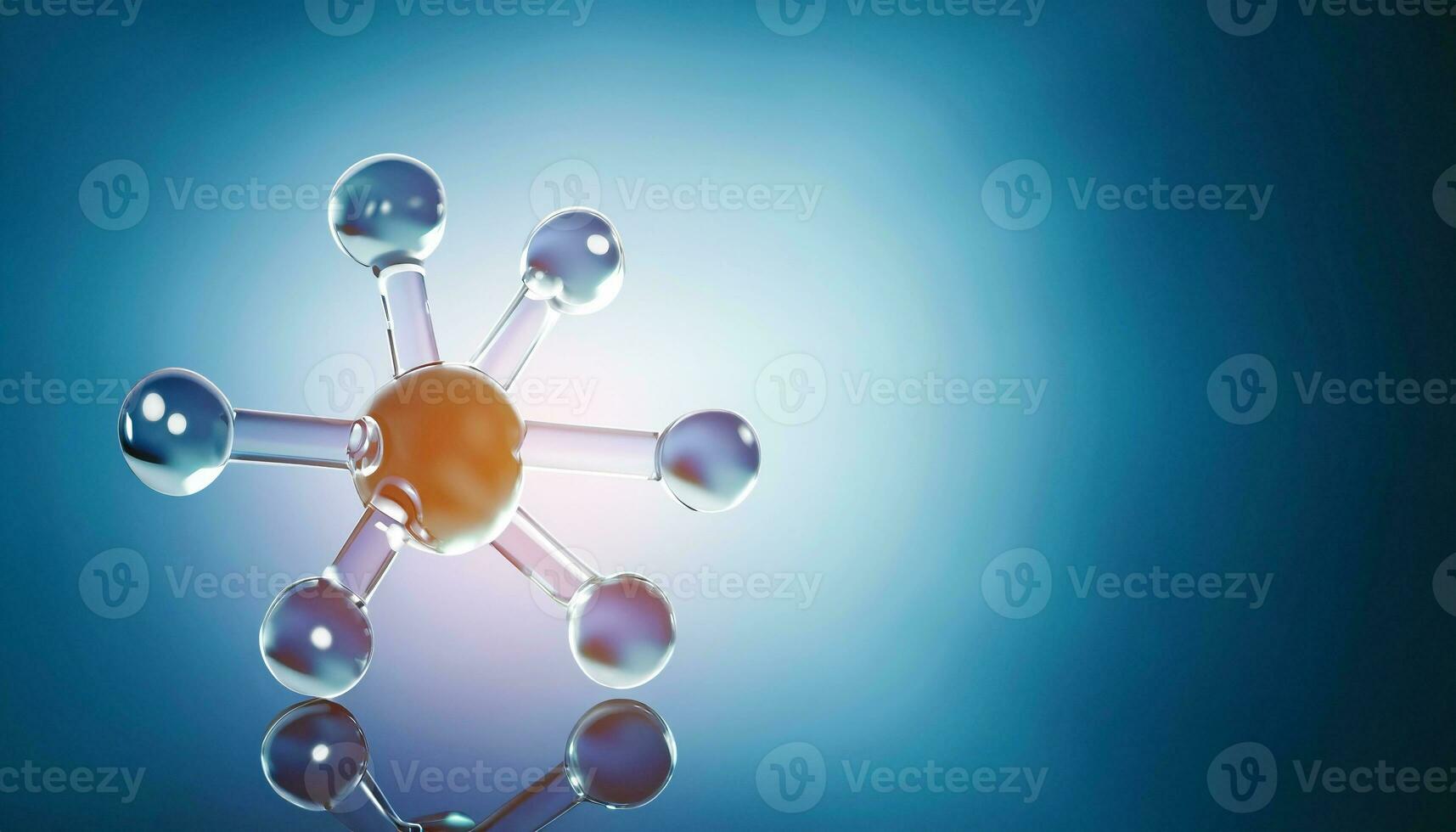 Science background with molecula and atom model. Abstract molecular structure. Generative AI photo