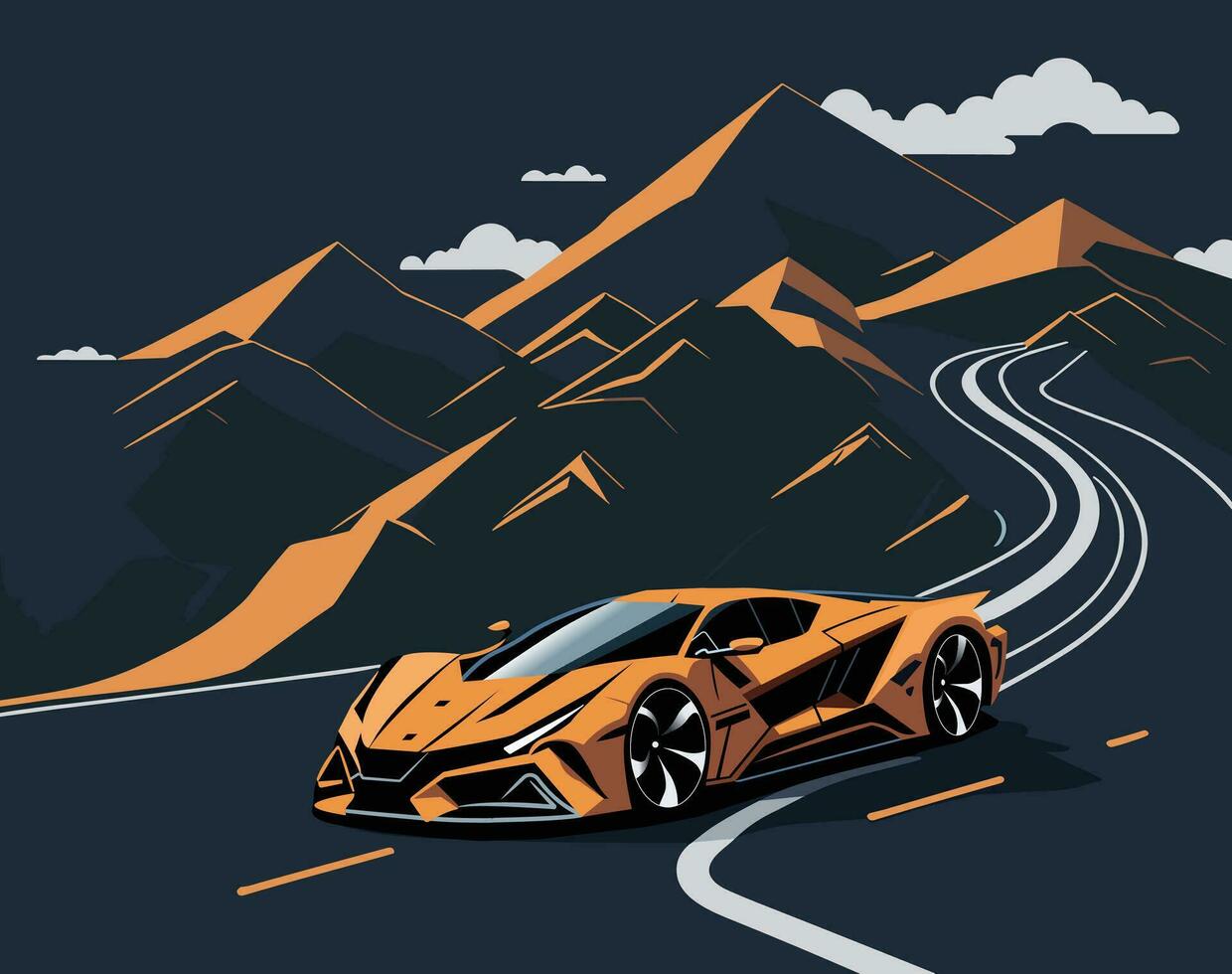 Lamborghini Huracan Sports Car in Mountain Side Road Vector. vector