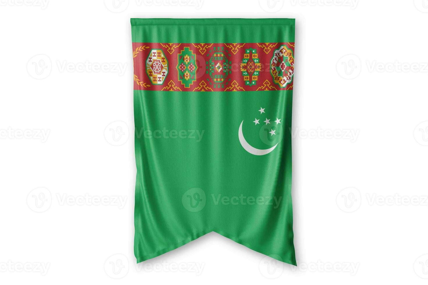 Turkmenistan flag and white background. - Image. photo