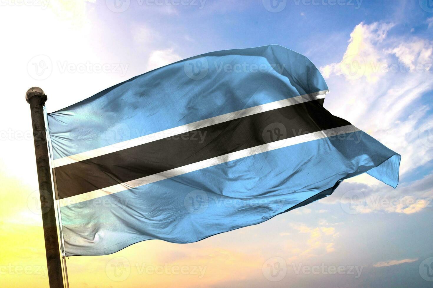 File Botswana 3D rendering flag waving isolated sky and cloud background photo