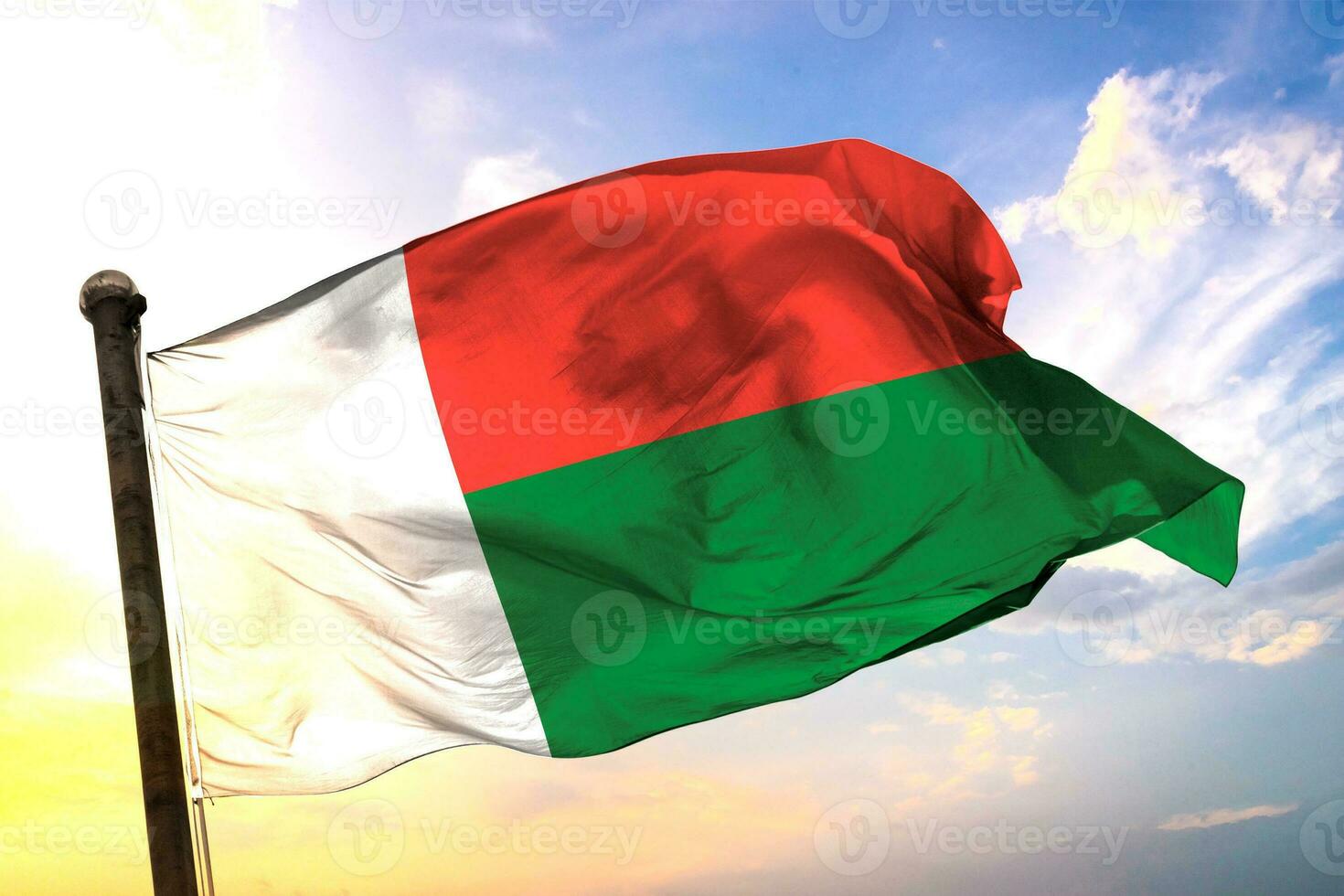 Madagascar 3D rendering flag waving isolated sky and cloud background photo