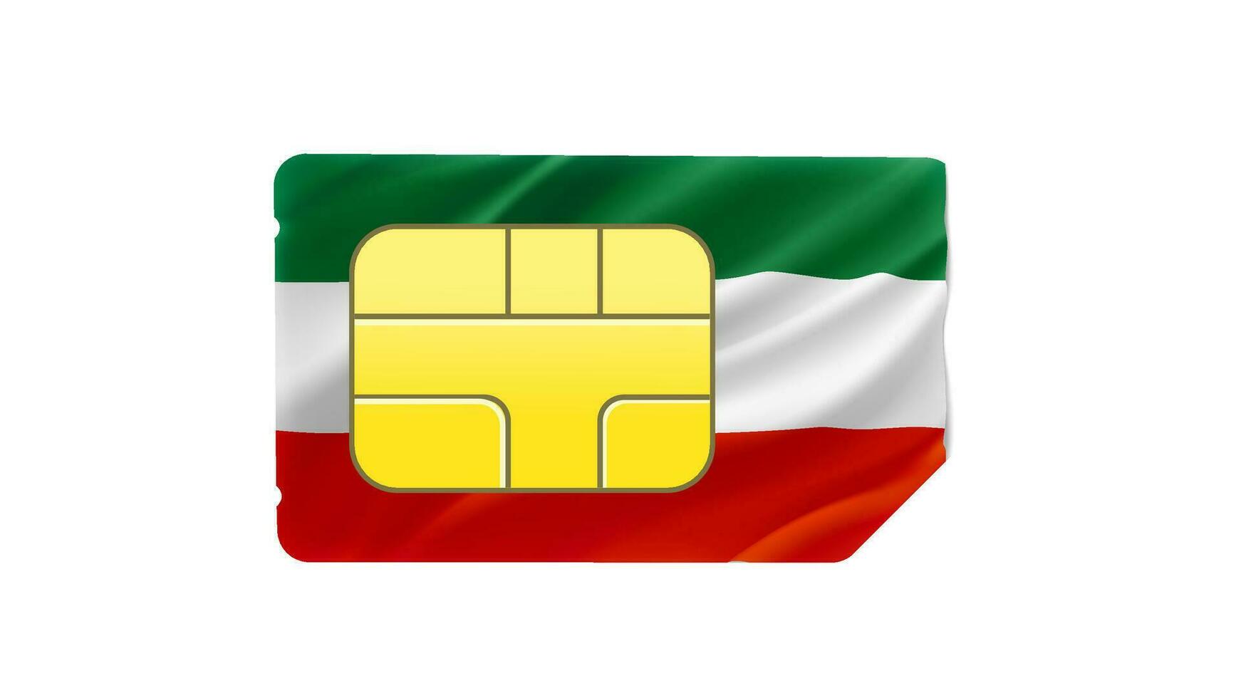 Mobile operator SIM card with Iran flag. 3d vector illustration