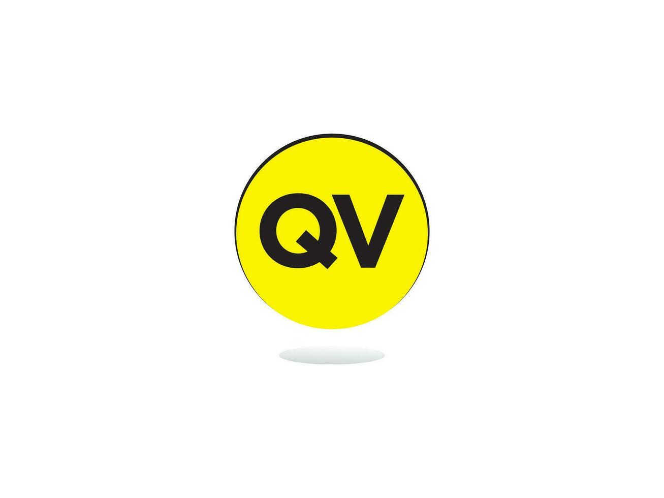 Minimalist Qv Letter Logo Circle, Unique QV Logo Icon Vector