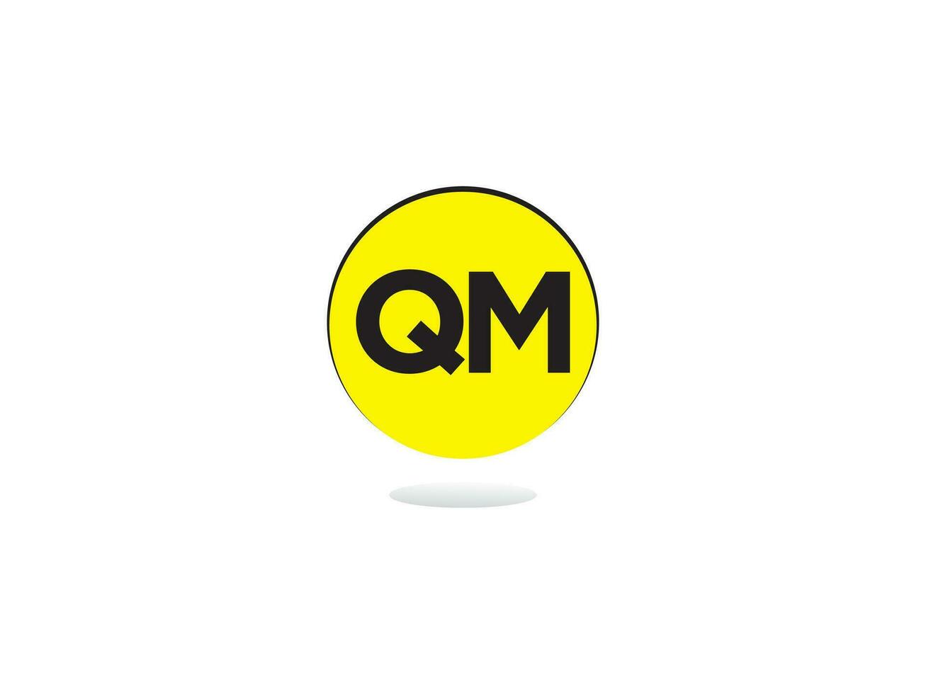 Minimalist Qm Letter Logo Circle, Unique QM Logo Icon Vector