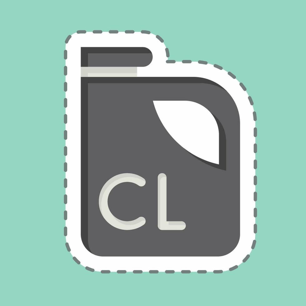 Sticker line cut Chlorine. related to Poison symbol. simple design editable. simple illustration vector