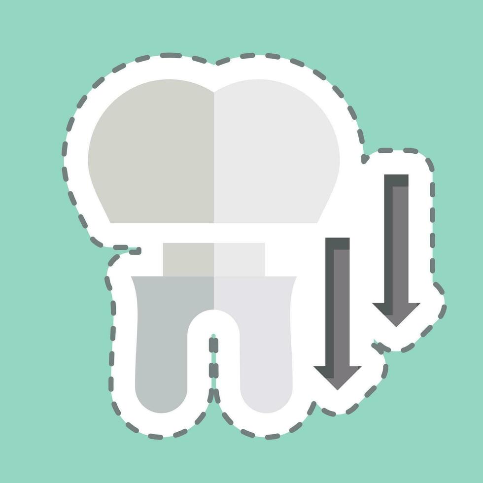 Sticker line cut Dental Crown. related to Dentist symbol. simple design editable. simple illustration vector