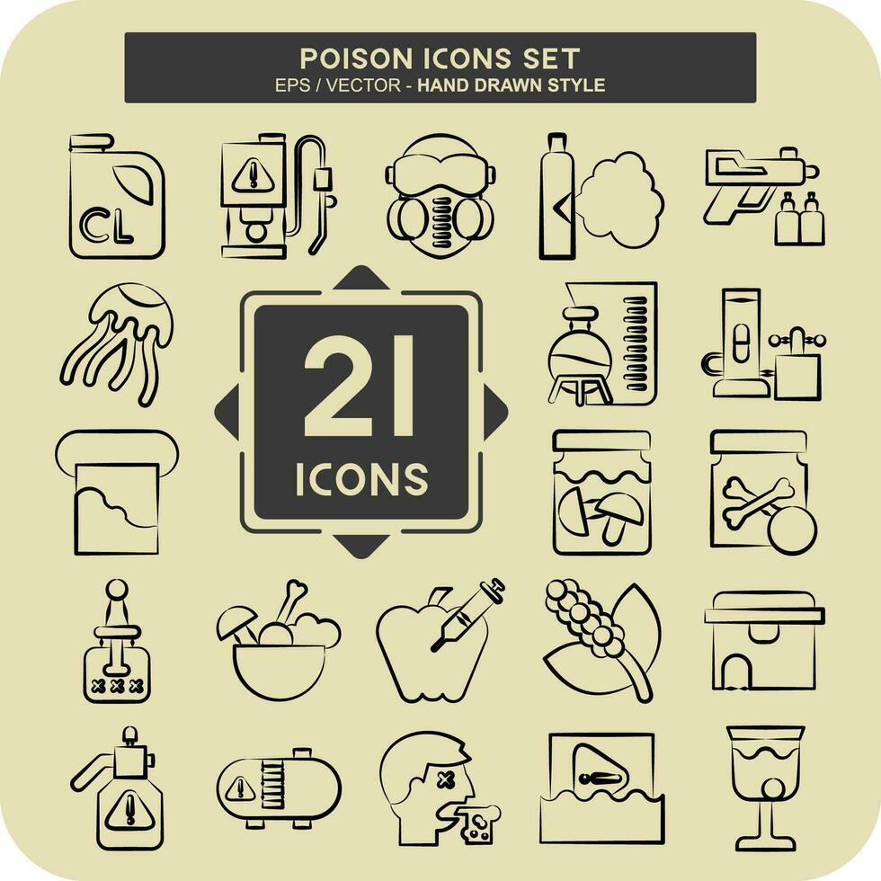 Icon Set Poison. related to Education symbol. hand drawn style. simple design editable. simple illustration vector