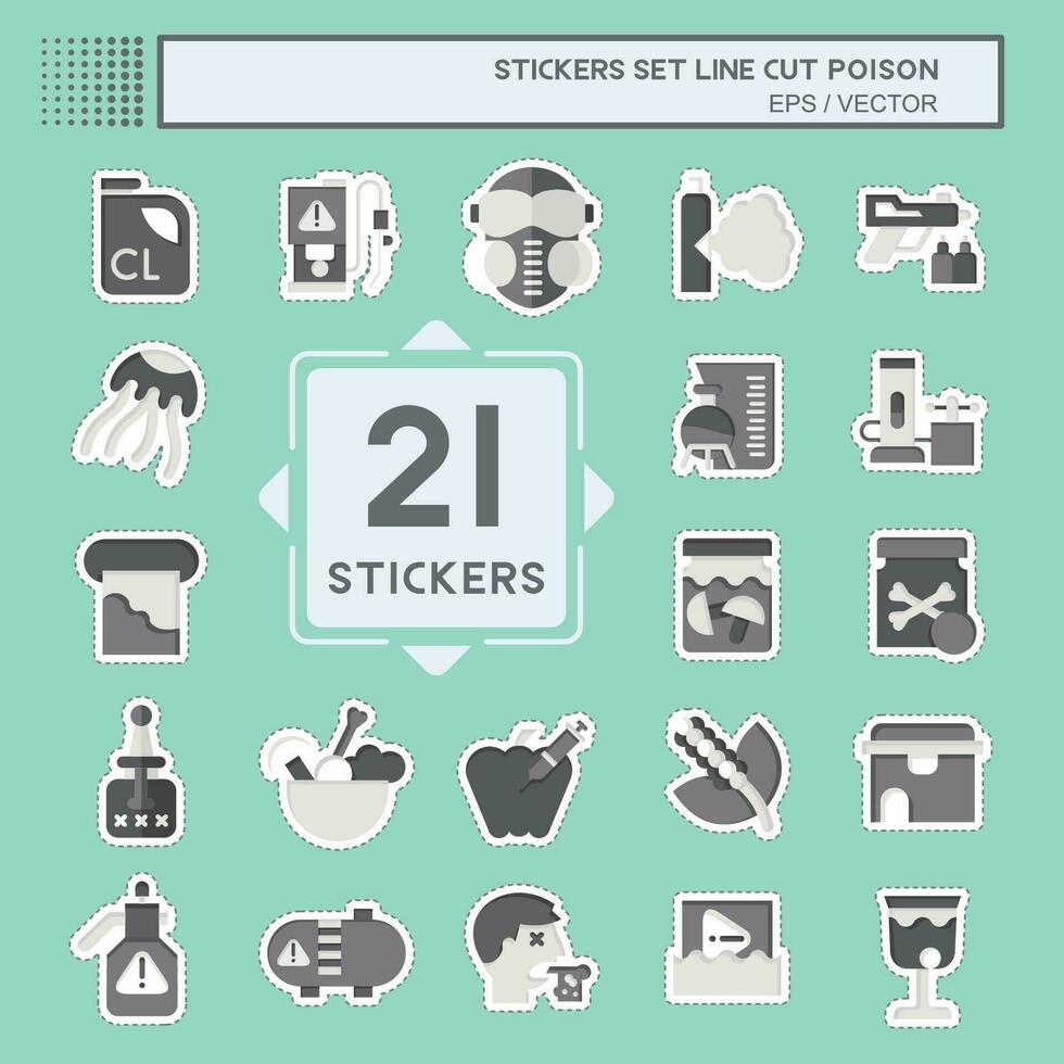 Sticker line cut Set Poison. related to Education symbol. simple design editable. simple illustration vector