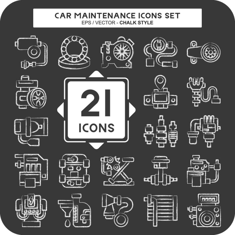 Icon Set Car Maintenance. related to Automotive symbol. chalk Style. simple design editable. simple illustration vector