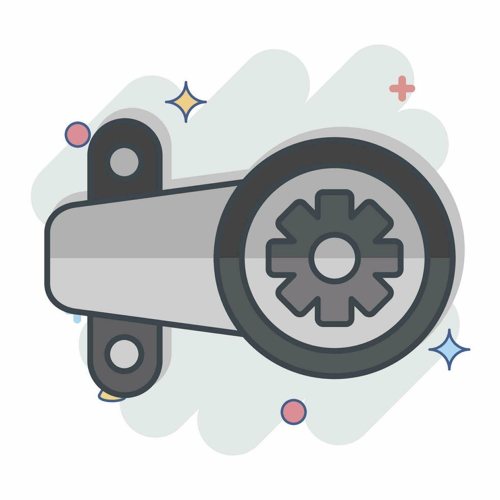 Icon Steering Gearbox. related to Car Maintenance symbol. comic style. simple design editable. simple illustration vector