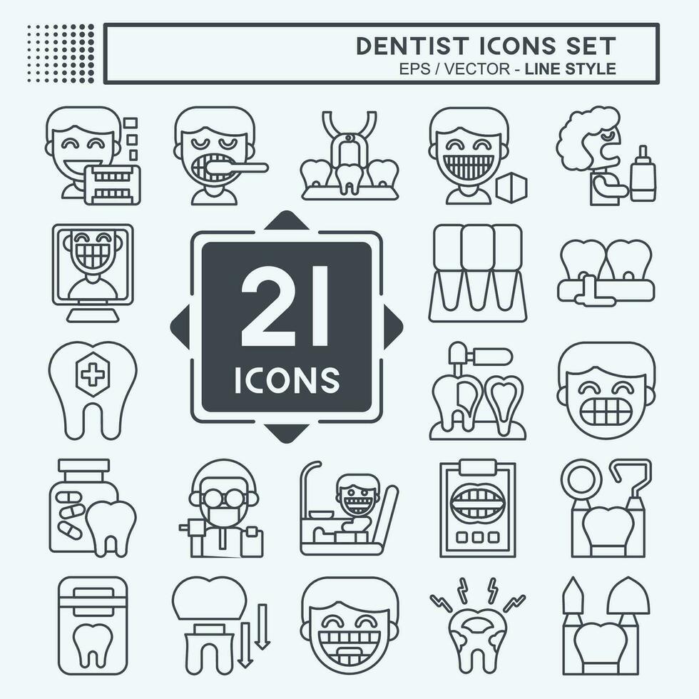 Icon Set Dentist. related to Medice symbol. line style. simple design editable. simple illustration vector