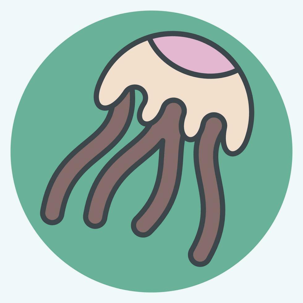 Icon Jellyfish. related to Poison symbol. color mate style. simple design editable. simple illustration vector