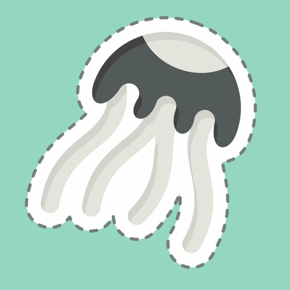 Sticker line cut Jellyfish. related to Poison symbol. simple design editable. simple illustration vector