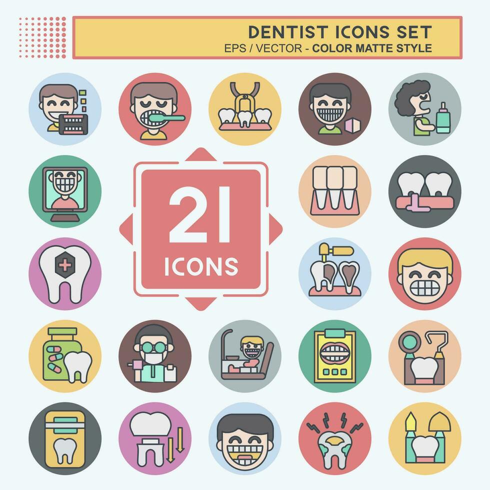 icono conjunto dentista. relacionado a medico símbolo. color compañero estilo. sencillo diseño editable. sencillo ilustración vector