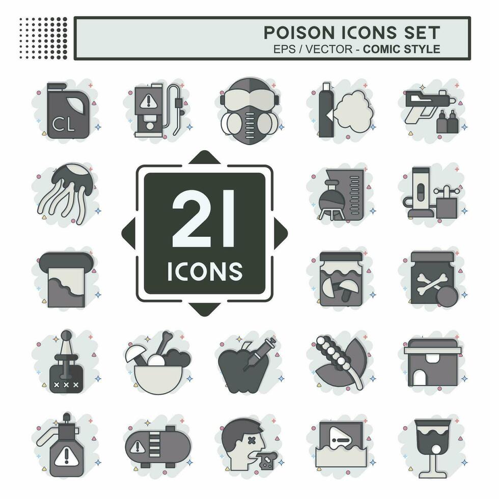 Icon Set Poison. related to Education symbol. comic style. simple design editable. simple illustration vector