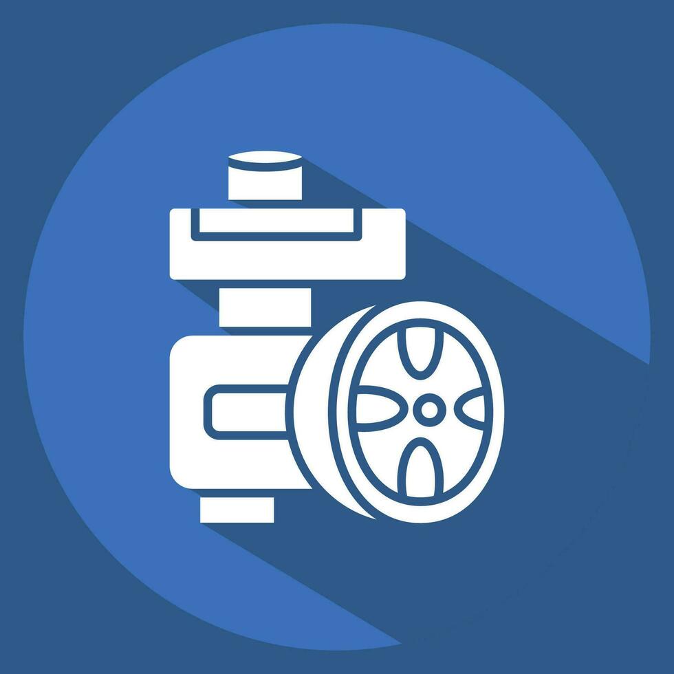 Icon Poer Steering Pump. related to Car Maintenance symbol. long shadow style. simple design editable. simple illustration vector