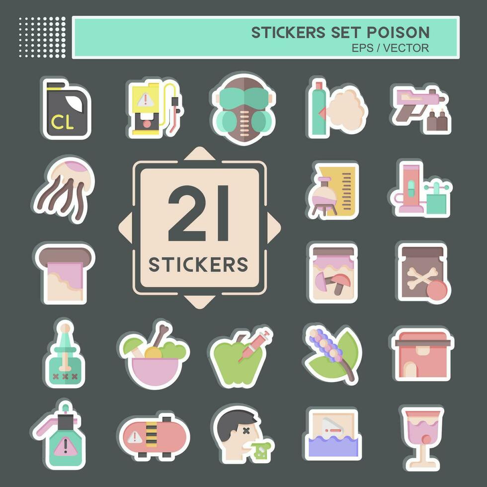 Sticker Set Poison. related to Education symbol. simple design editable. simple illustration vector