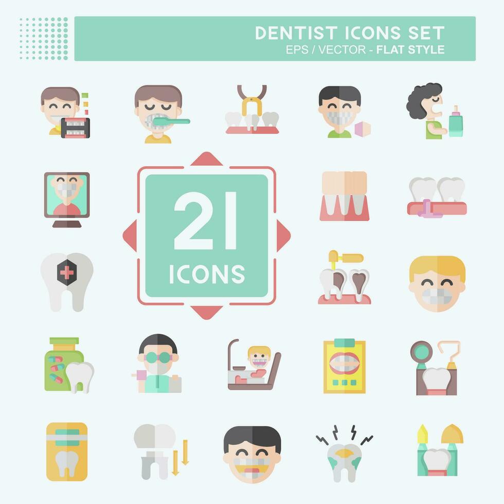 Icon Set Dentist. related to Medice symbol. flat style. simple design editable. simple illustration vector
