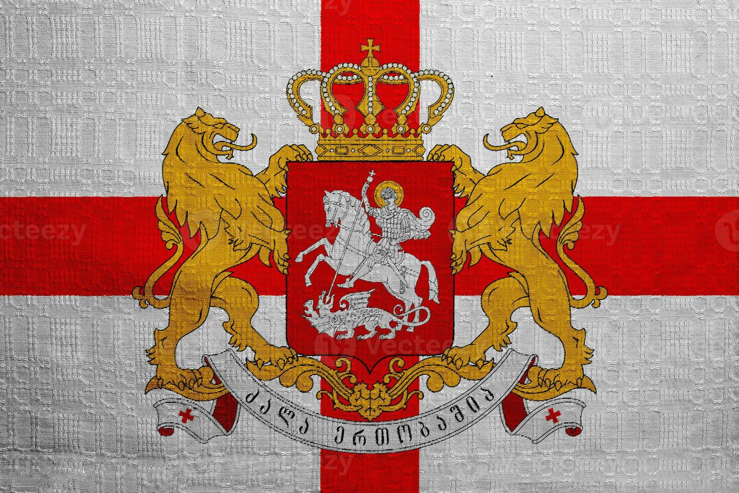 Flag and coat of arms of Georgia on a textured background. Concept collage. photo