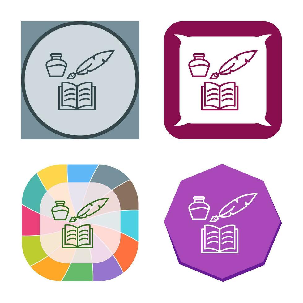 Unique Quill and Book Vector Icon