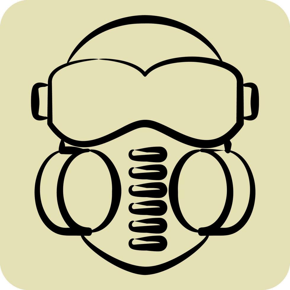 Icon Face mask. related to Poison symbol. hand drawn style. simple design editable. simple illustration vector