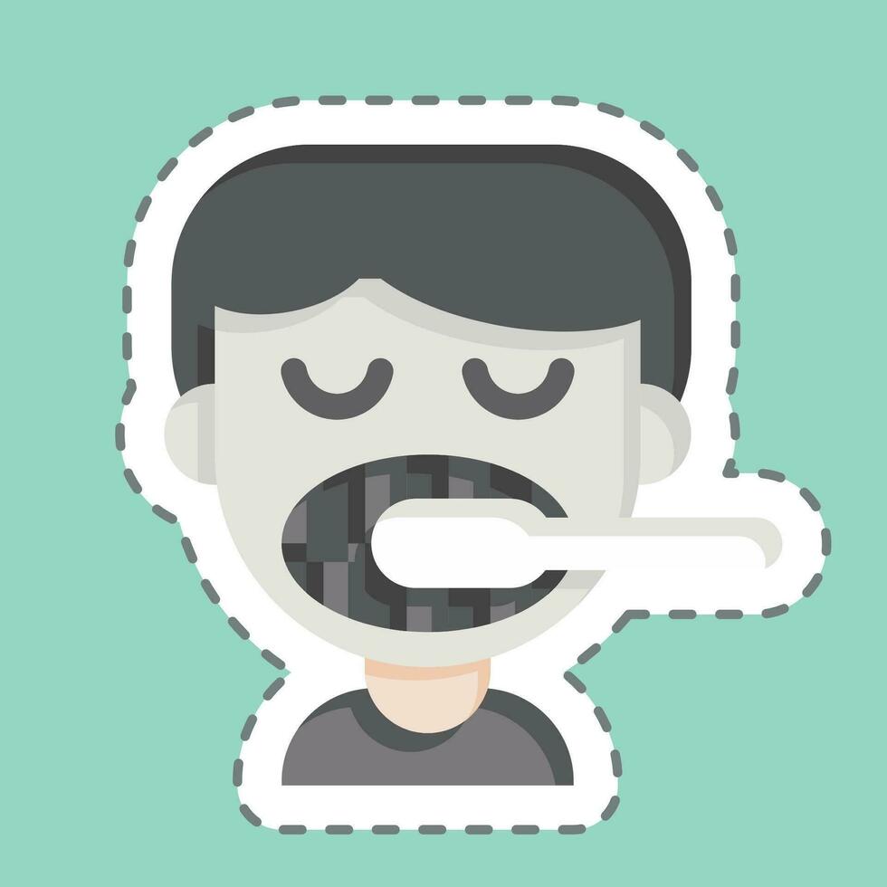 Sticker line cut ToothBrush. related to Dentist symbol. simple design editable. simple illustration vector