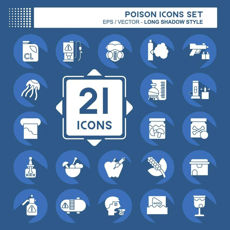 Icon Set Poison. related to Education symbol. long shadow style. simple design editable. simple illustration vector