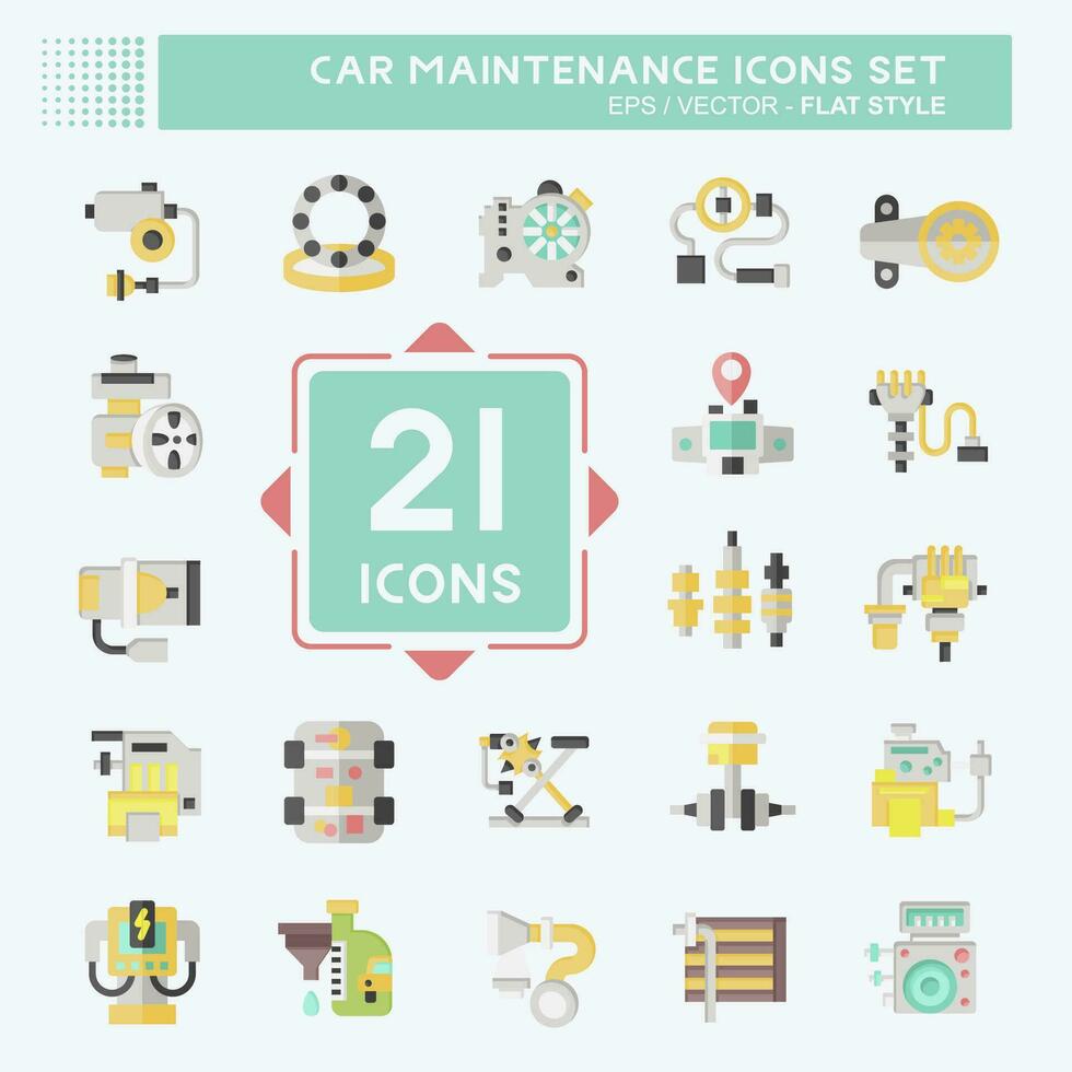 Icon Set Car Maintenance. related to Automotive symbol. flat style. simple design editable. simple illustration vector