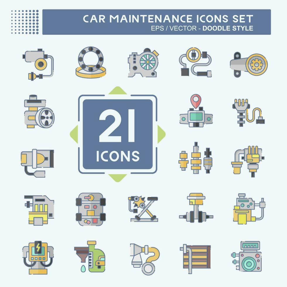 Icon Set Car Maintenance. related to Automotive symbol. doodle style. simple design editable. simple illustration vector
