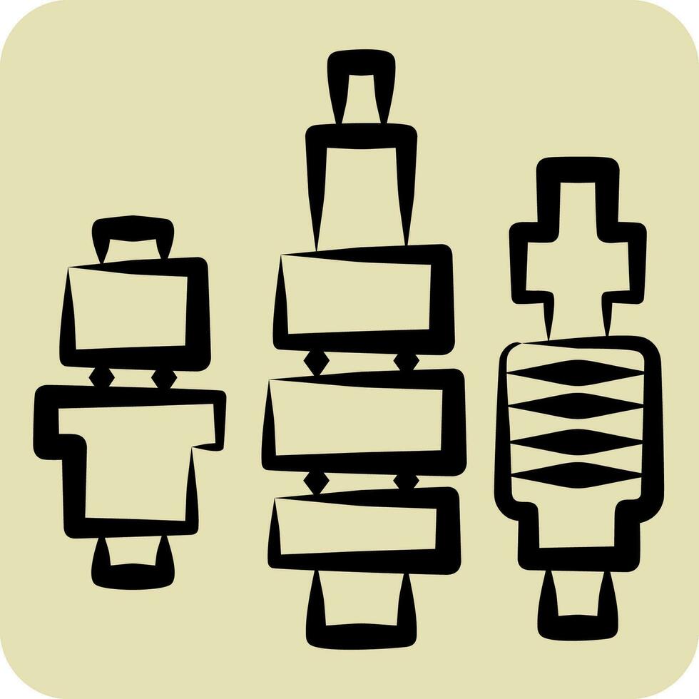 Icon Glow Plug. related to Car Maintenance symbol. hand drawn style. simple design editable. simple illustration vector