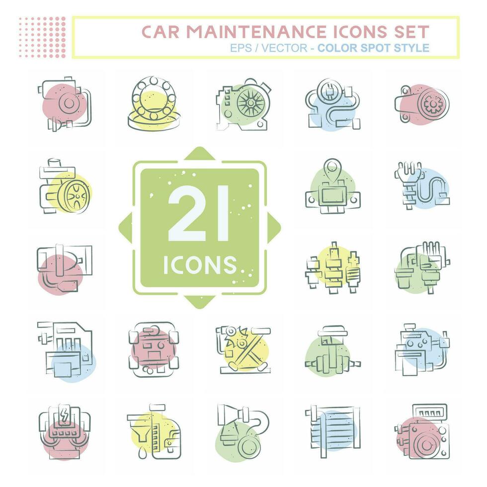 Icon Set Car Maintenance. related to Automotive symbol. Color Spot Style. simple design editable. simple illustration vector
