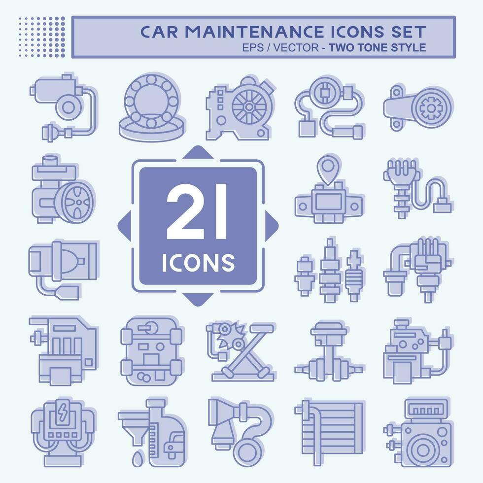 Icon Set Car Maintenance. related to Automotive symbol. two tone style. simple design editable. simple illustration vector
