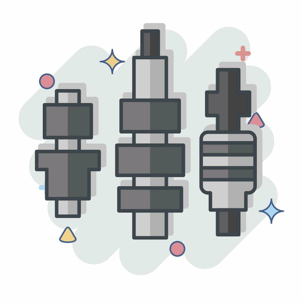 Icon Glow Plug. related to Car Maintenance symbol. comic style. simple design editable. simple illustration vector