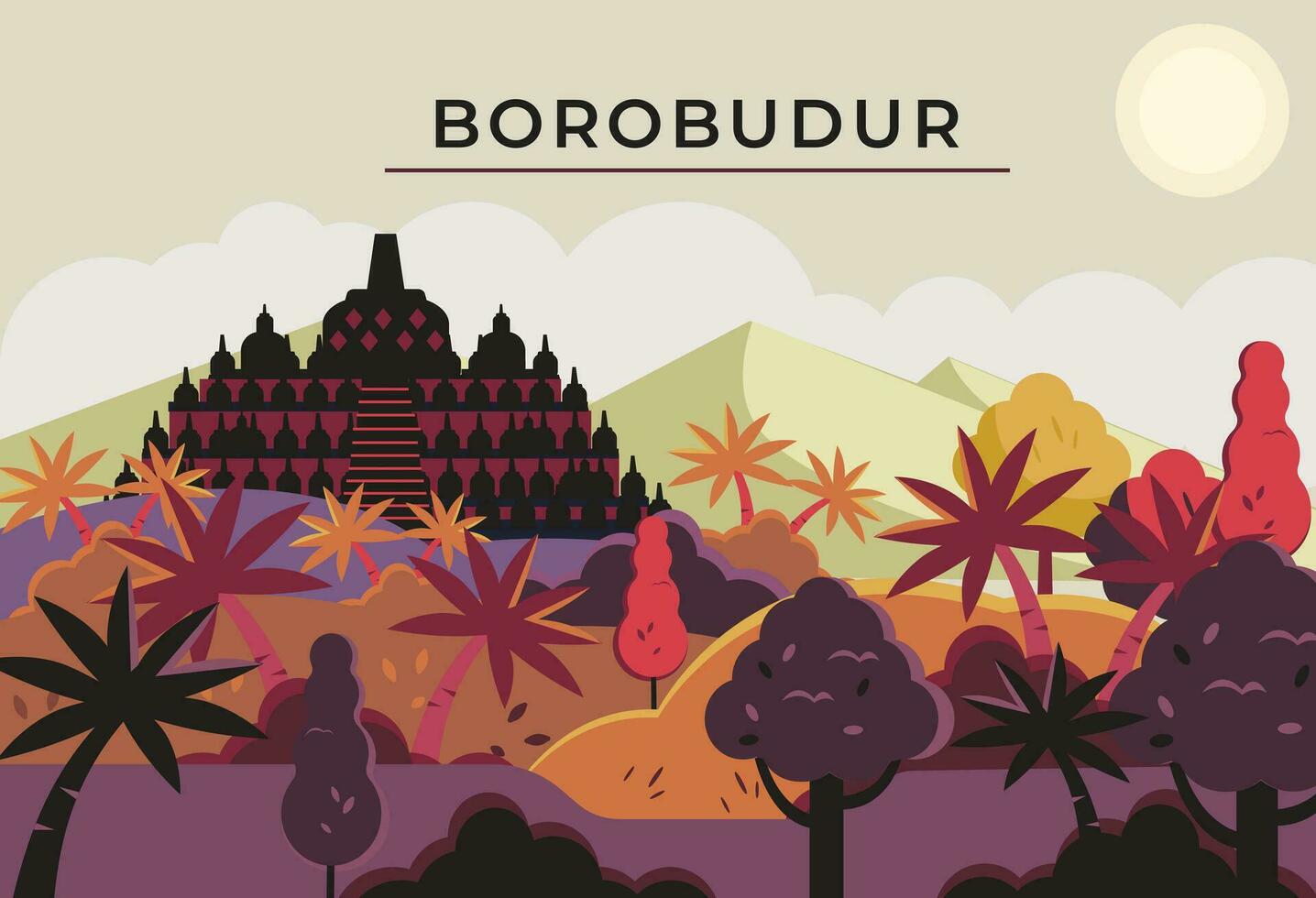 borobudur templo antecedentes vector