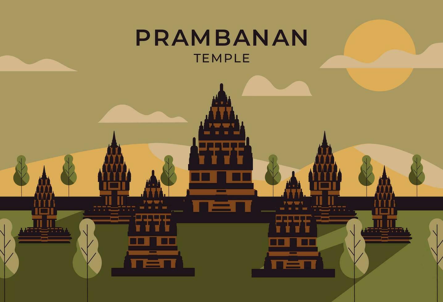 Prambanan temple background vector