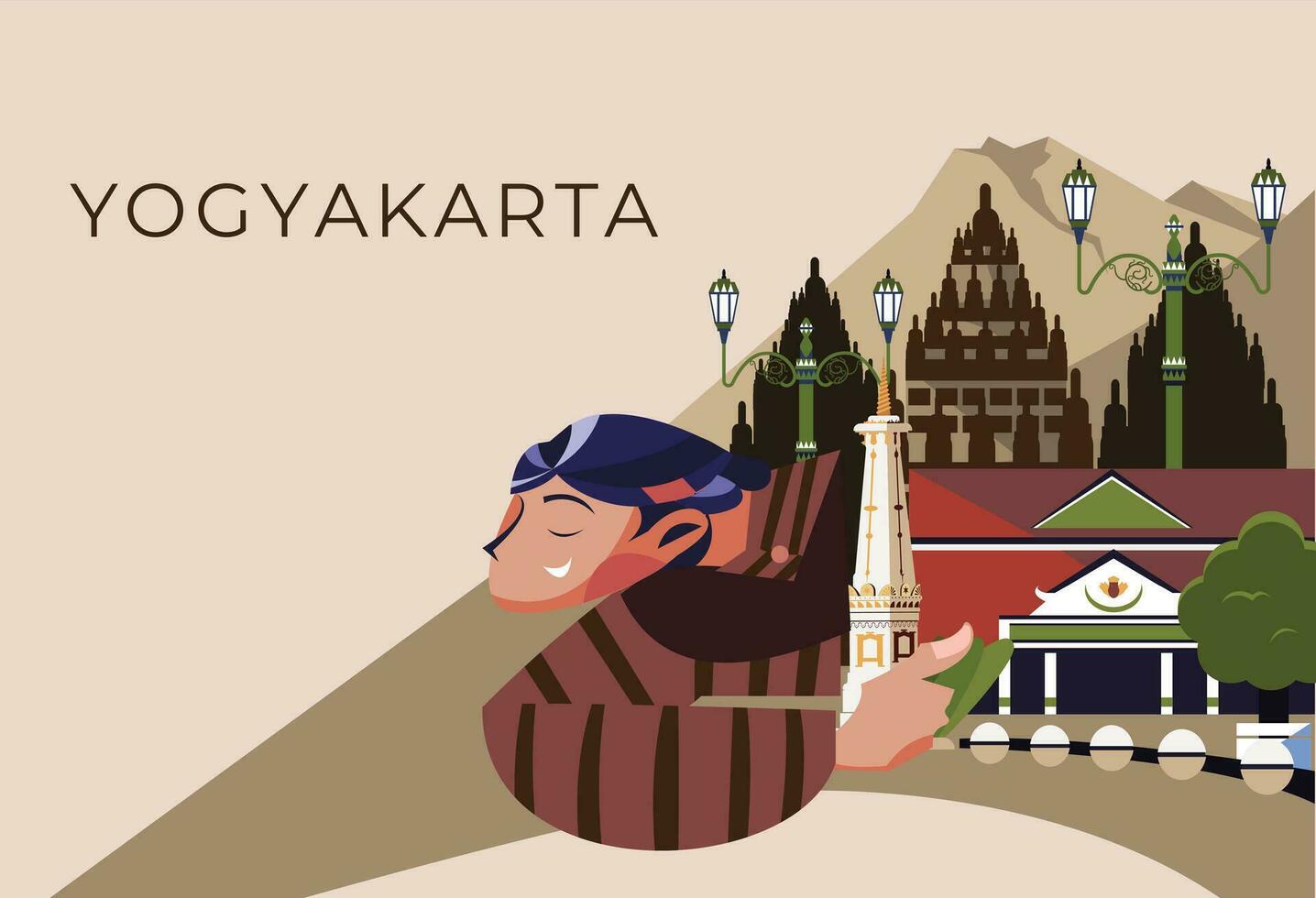 Yogyakarta tourism and travel vector