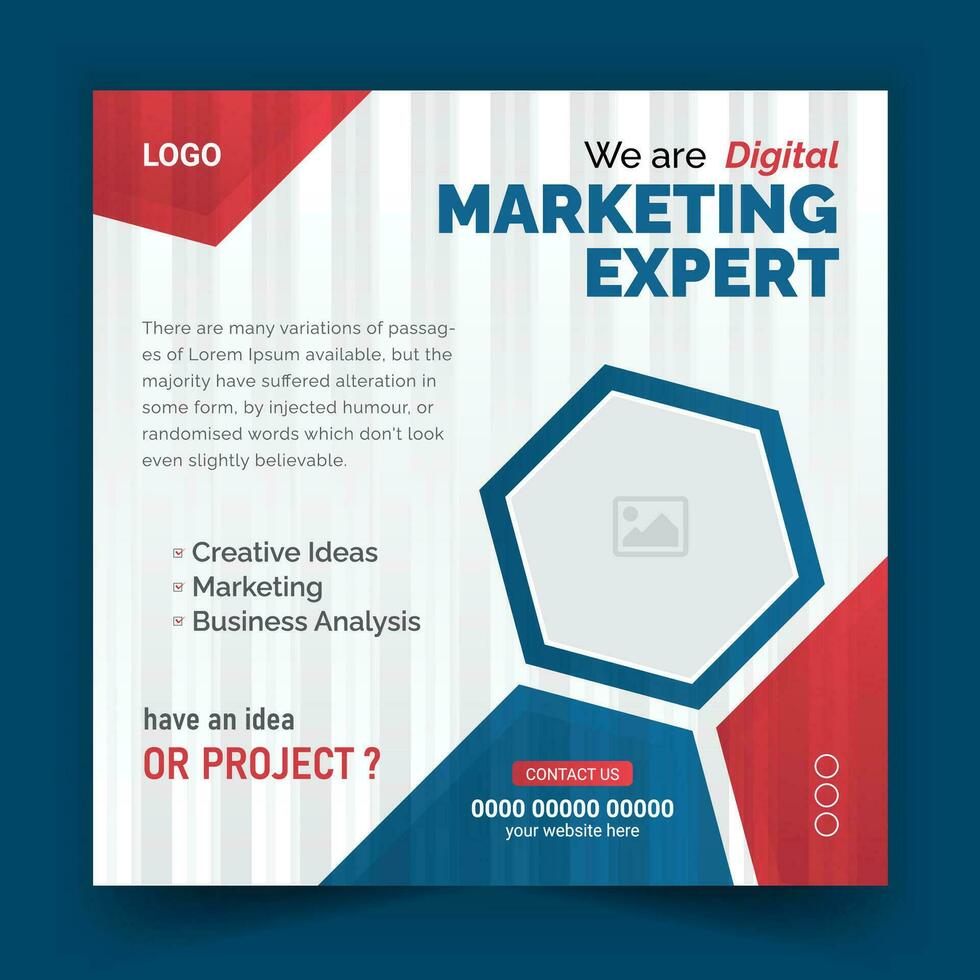 Vector Social media marketing post design,  Editable minimal square banner template.