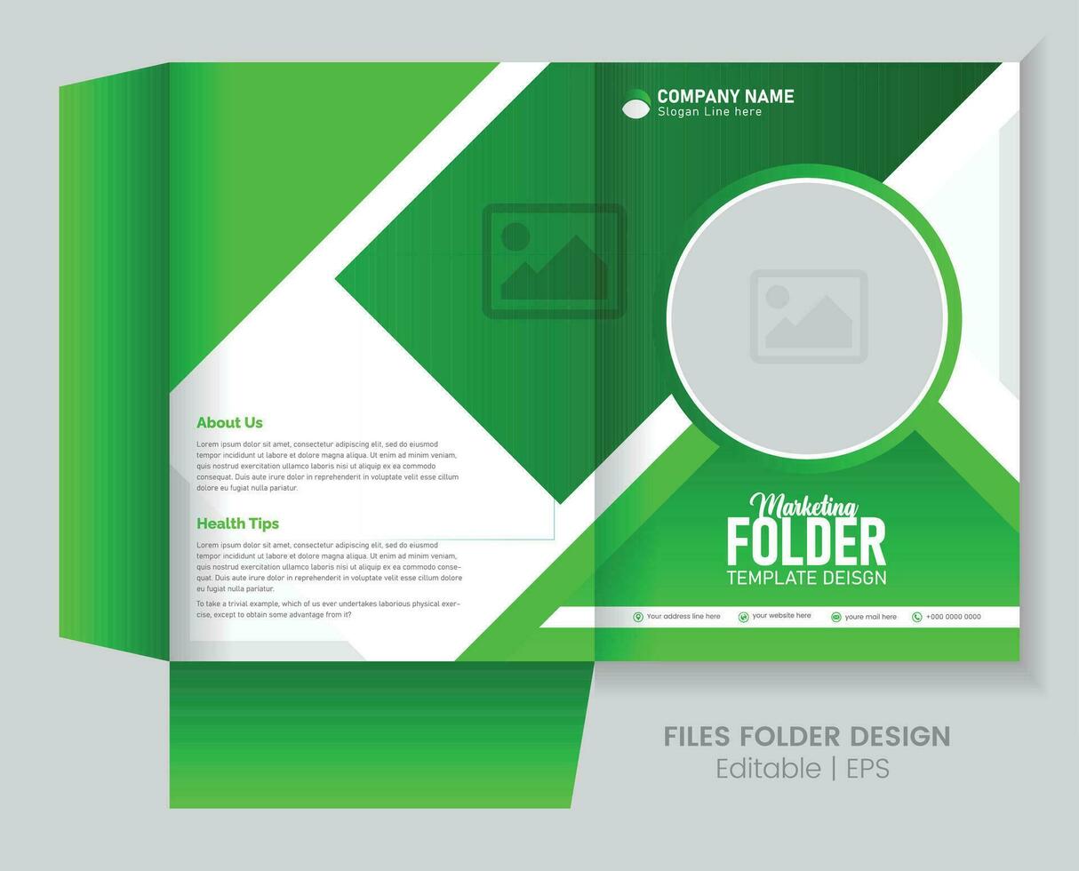 Business folder design with abstract branding graphics vector set. Business folder for files realistic vector mockup template, Brochure cover design with vector illustrations