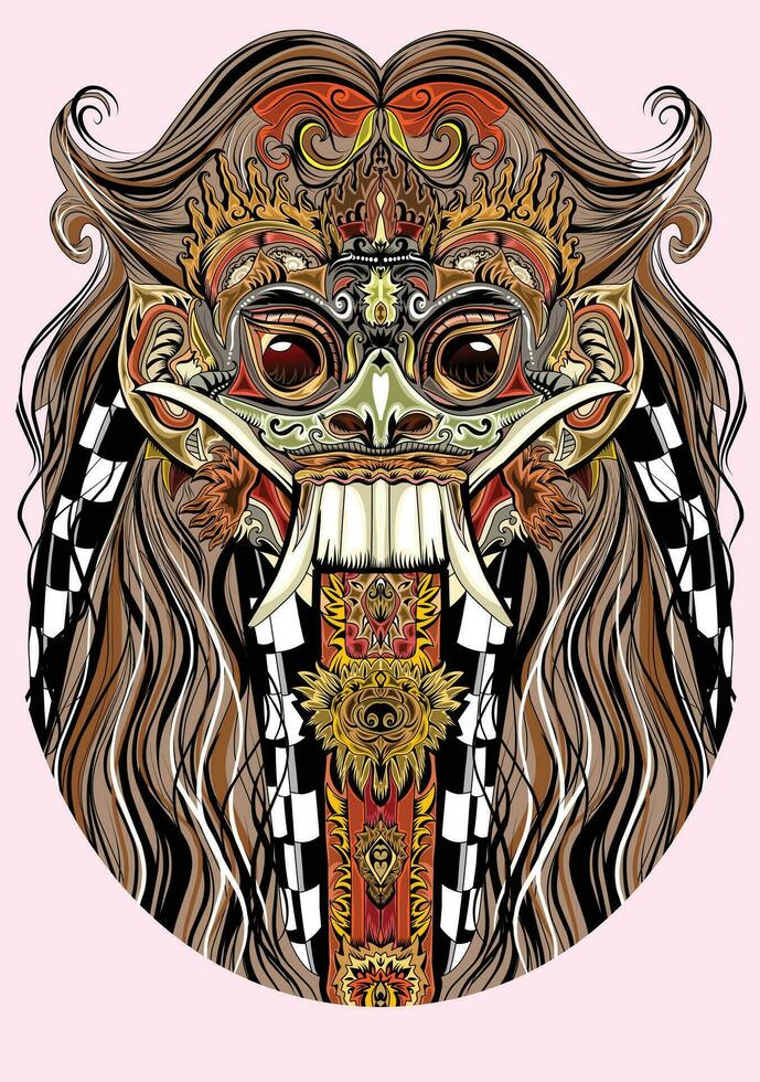 a vector image of a barongan mask from Bali, Indonesia