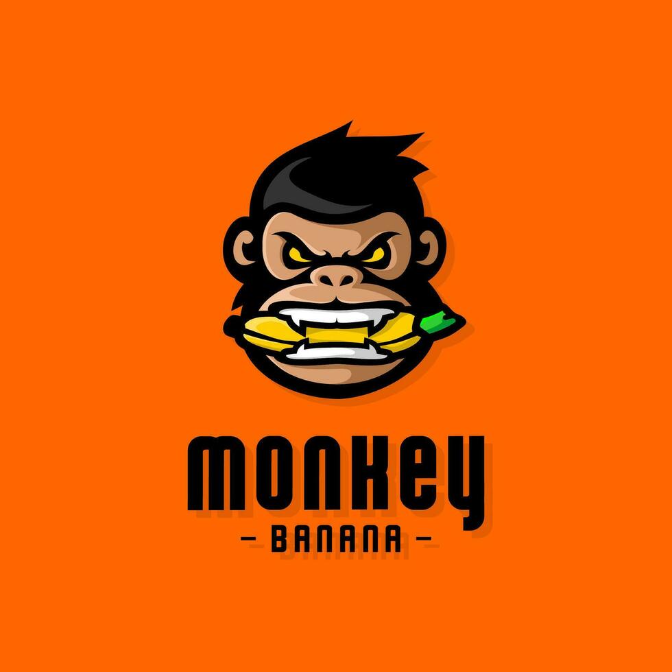 monkey logo vector, cute animal vector