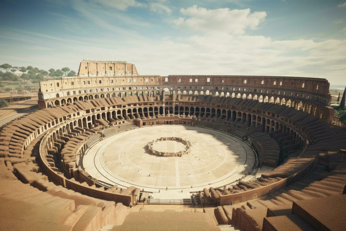 Colosseum in Rome, Italy. Filtered image processed vintage effect, Coliseum or Flavian Amphitheatre, AI Generated photo