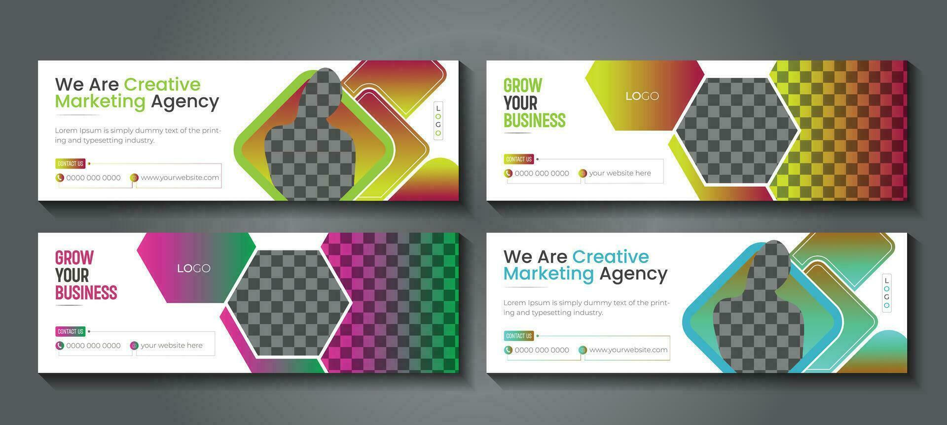 Email signature, email footer template, digital marketing and corporate social media cover vector