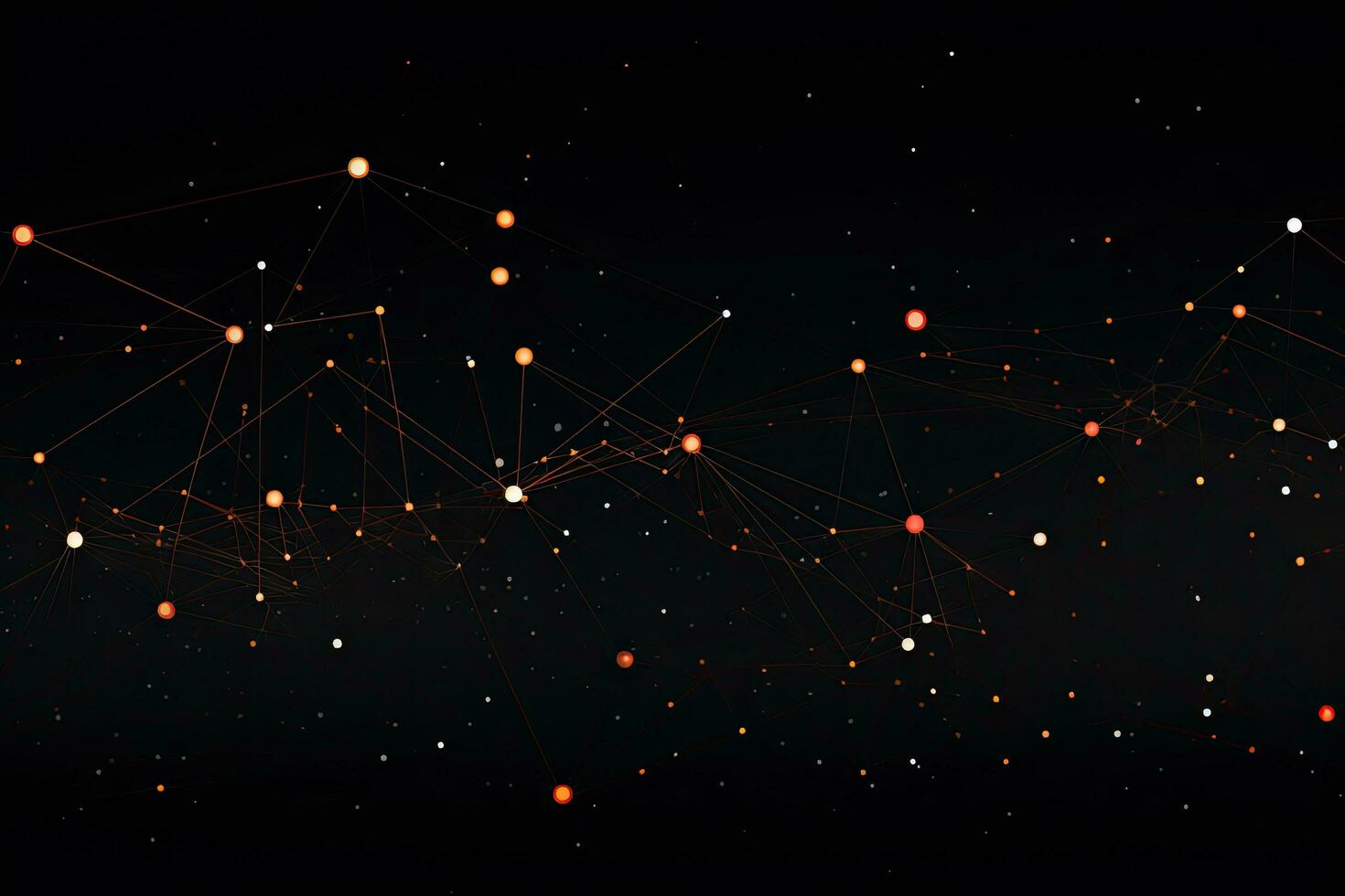 Abstract polygonal space low poly dark background with connecting dots and lines. Connection structure. 3d rendering, Complex digital network system with interconnected dots and, AI Generated photo