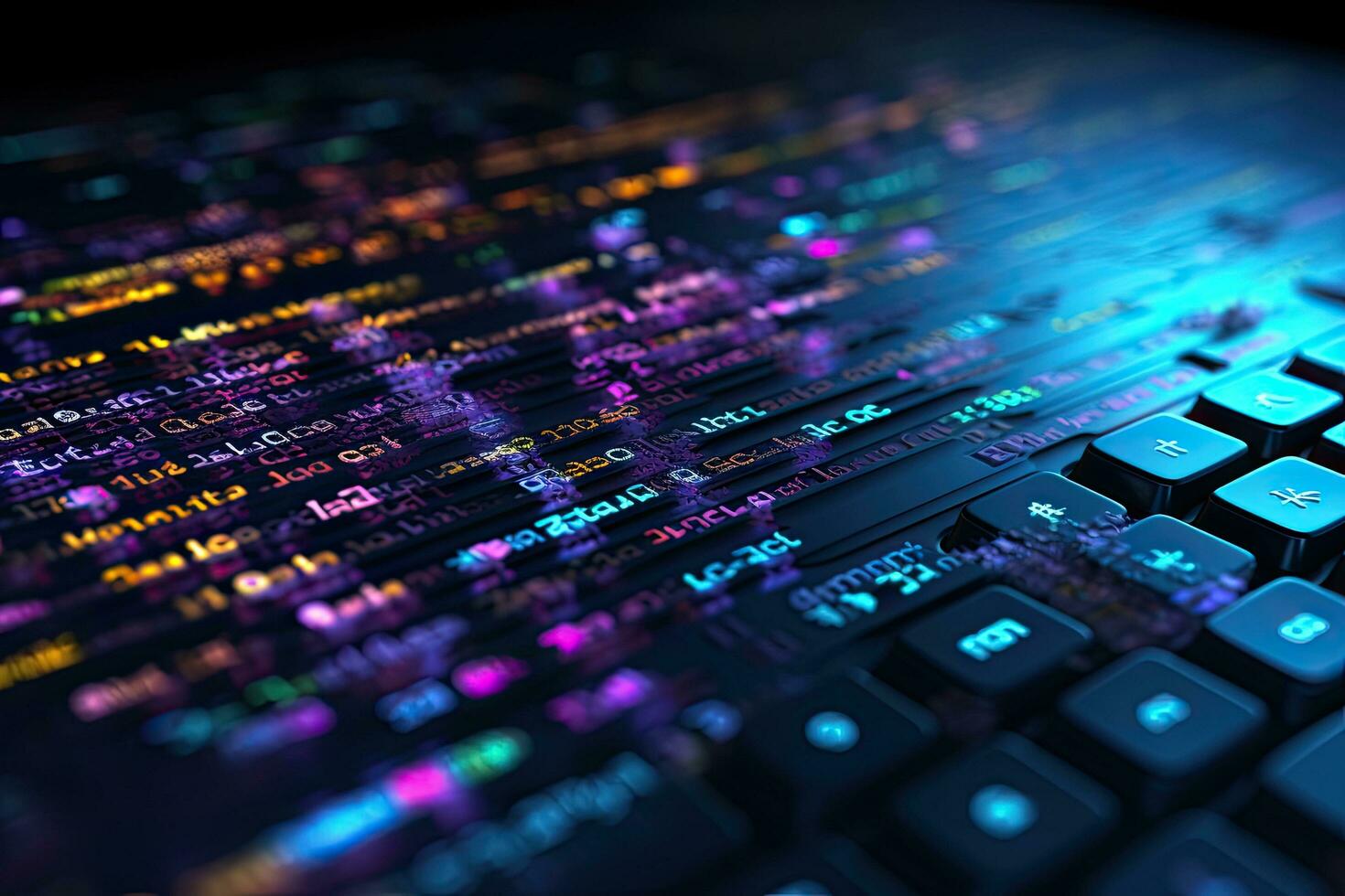 Computer keyboard with numbers and letters. 3d rendering toned image ...