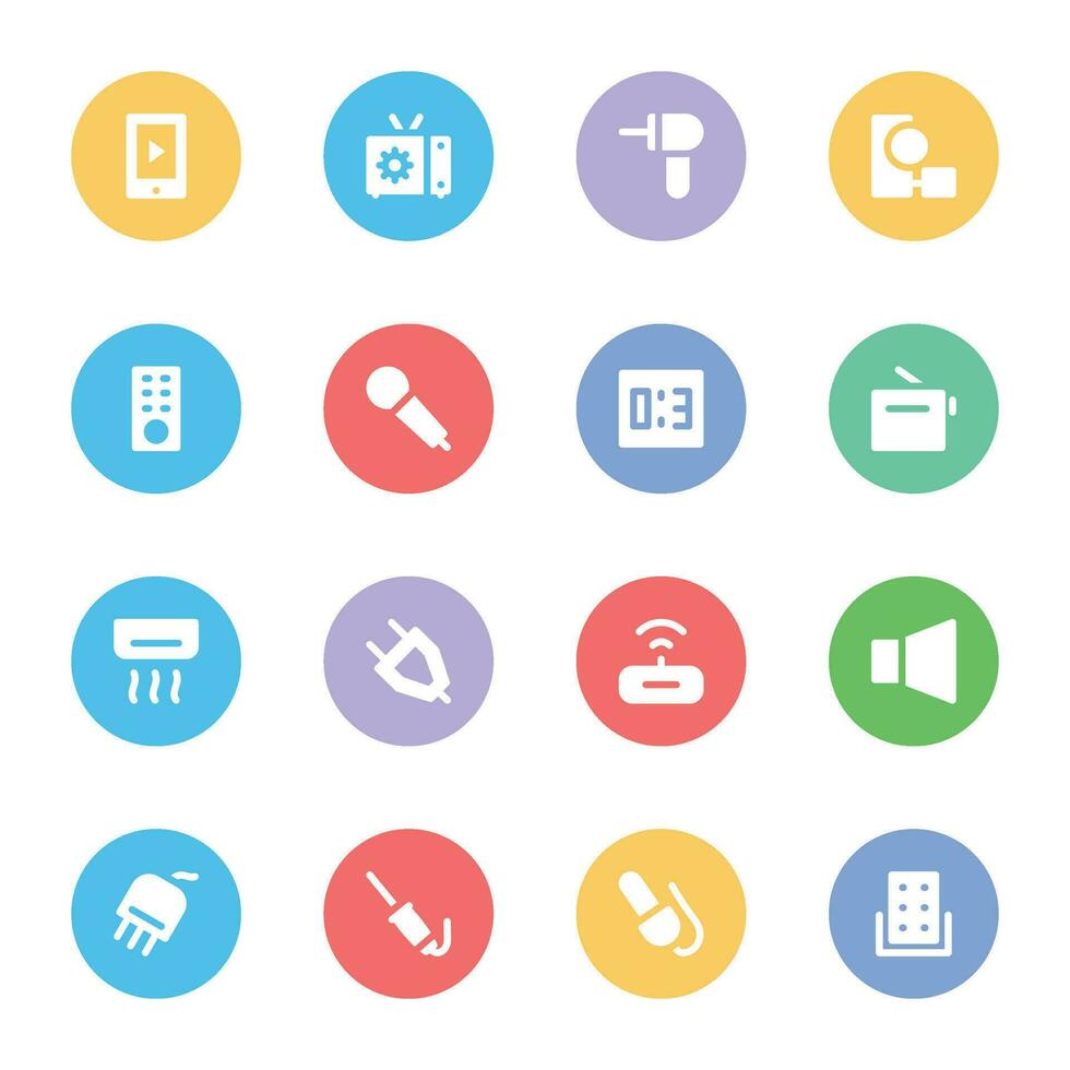 Set of Electrical Devices Flat Round Icons 31734766 Vector Art at Vecteezy