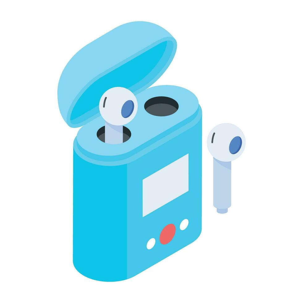 Wireless earbuds handy isometric icon vector