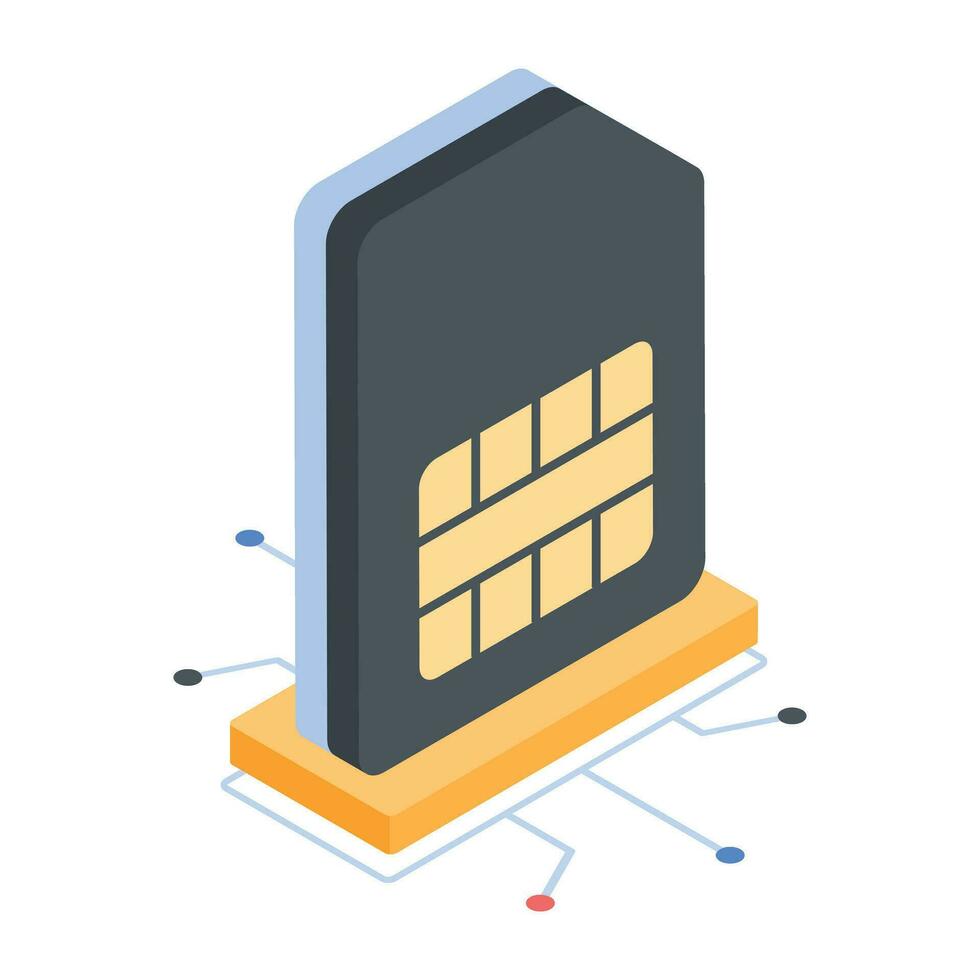 Get this isometric icon of mobile sim card vector