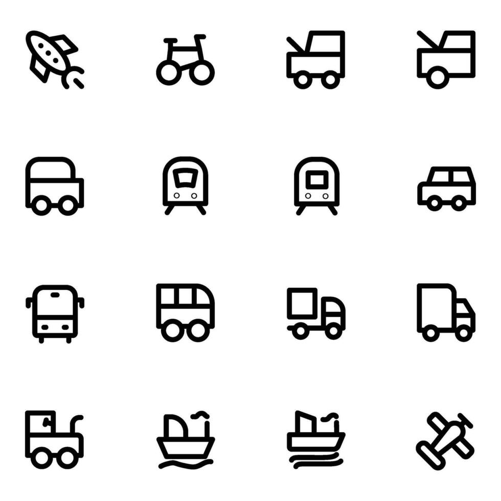 Pack of Public Automotives Line Icons vector
