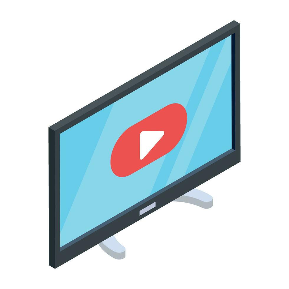 Isometric icon of an internet tv vector
